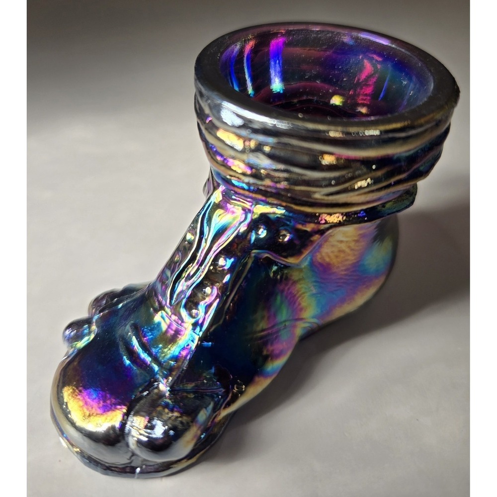 Vintage Toothpick Holder Boyd Hobo Shoe Toes Sticking Out. Iridescent Glass - Picture 4 of 7